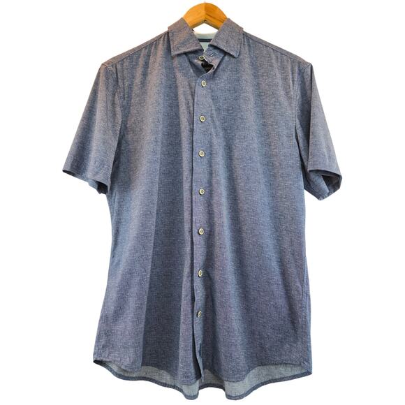 Jonnie O Top Shelf Short Sleeve Button Down Shirt Blue Mens Small - Picture 1 of 7